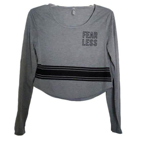 Style 5 "Fearless" Crop Top Grey Long Sleeves Sz Small - Picture 1 of 7